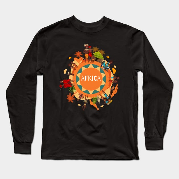 Africa Long Sleeve T-Shirt by Mako Design 